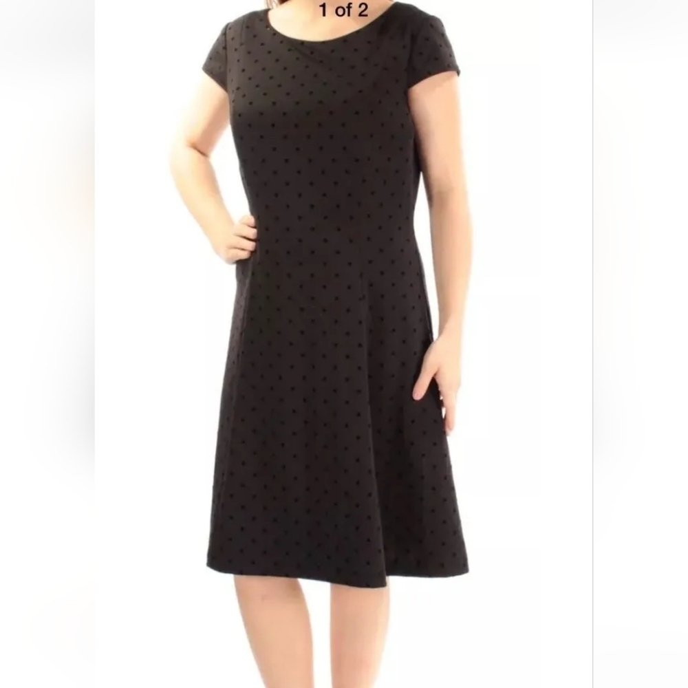 Tahari by ASL Women's Polka Dot Tiered Sheath Dress Black 8p